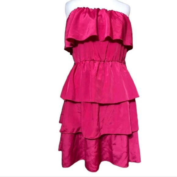 Lily Rose Juniors Fuschia Pink  Tiered Tube Halter Dress Sz Small - Picture 1 of 9